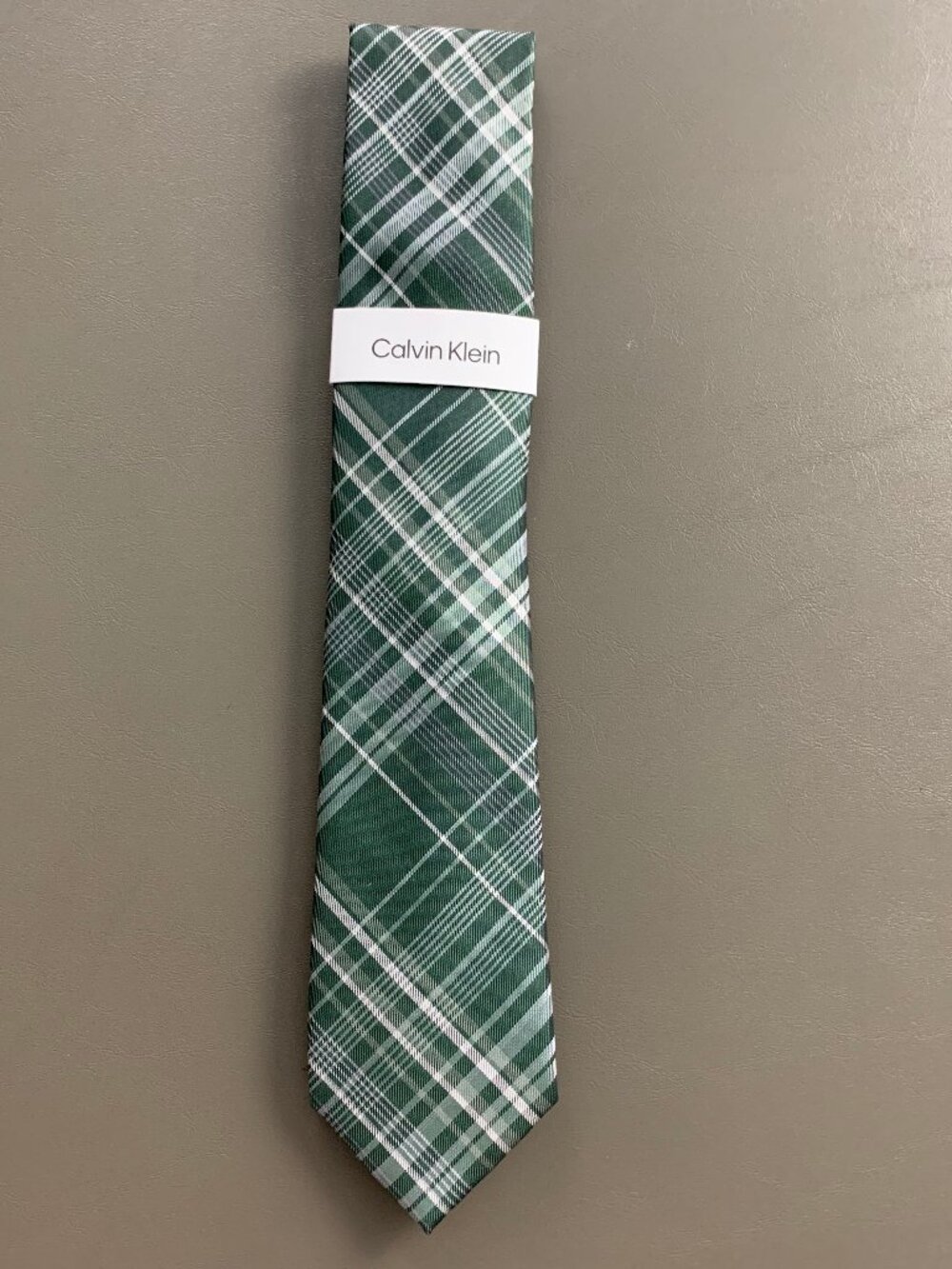 Calvin Klein Men's 3'' Polyester and Silk Neck Tie, Hunter Green Plaid, One Size